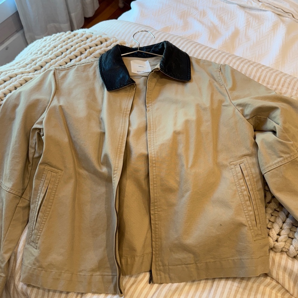 Mango Barn Jacket. With Black Leather Collar.
